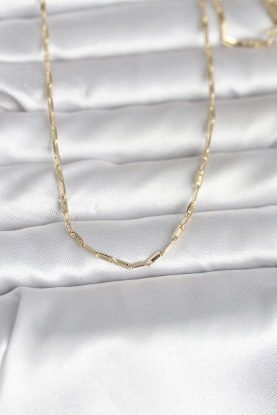 Cm 14k Gold Renk İnce Ataç Zincir Model 60 Cm Kadın Kolye