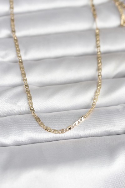 Cm 14k Gold Renk Yassı Zincir Model 60 Cm Kadın Kolye