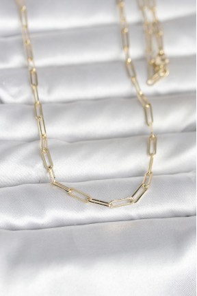 Cm 14k Gold Renk Ataç Zincirli Model 60 Cm Kadın Kolye