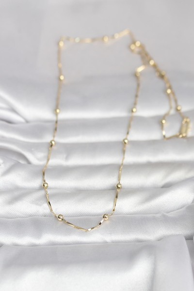 Cm 14k Gold Renk Kesme çubuk Zincir Topçuklu Model 60 Cm Kadın Kolye Cm 14k Gold Renk Kesme çubuk Zincir Topçuklu Model 60 Cm Kadın Kolye