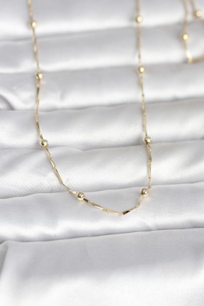 Cm 14k Gold Renk Kesme çubuk Zincir Topçuklu Model 60 Cm Kadın Kolye Cm 14k Gold Renk Kesme çubuk Zincir Topçuklu Model 60 Cm Kadın Kolye