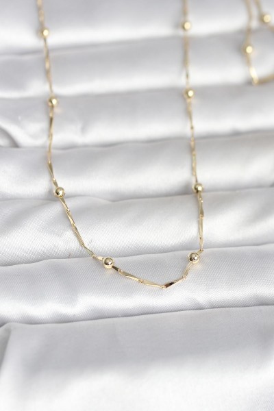 Cm 14k Gold Renk Kesme çubuk Zincir Topçuklu Model 60 Cm Kadın Kolye Cm 14k Gold Renk Kesme çubuk Zincir Topçuklu Model 60 Cm Kadın Kolye