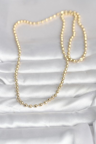 Cm 14k Gold Renk Top Zincirli Model 60 Cm Kadın Kolye