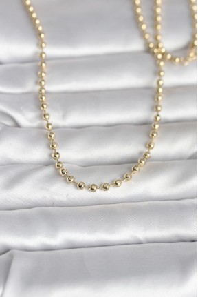 Cm 14k Gold Renk Top Zincirli Model 60 Cm Kadın Kolye