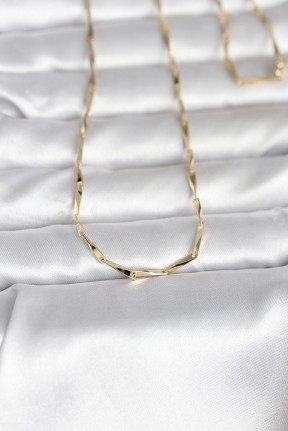 Cm 14k Gold Renk Kesme çubuk Zincirli Model 60 Cm Kadın Kolye Cm 14k Gold Renk Kesme çubuk Zincirli Model 60 Cm Kadın Kolye