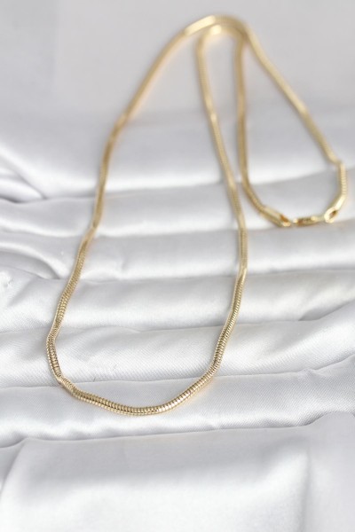 Cm 14k Gold Renk Yılan Zincir Model 60 Cm Kadın Kolye