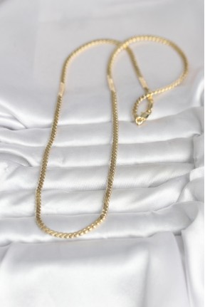 Cm 14k Gold Renk Yassı Ezme Zincir Model 60 Cm Kadın Kolye