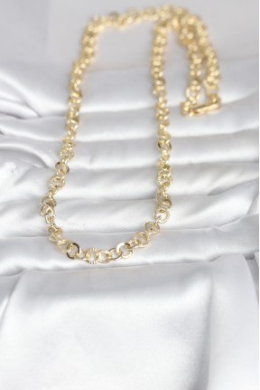 Cm 14k Gold Renk Kalın Halka Zincirli 60 Cm Kadın Kolye