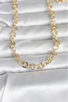 Cm 14k Gold Renk Kalın Halka Zincirli 60 Cm Kadın Kolye