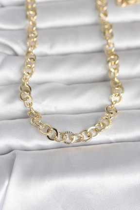 Cm 14k Gold Renk Kalın Halka Zincirli 60 Cm Kadın Kolye
