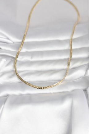 Cm 14k Gold Renk Yassı Zincir Model 45 Cm Kadın Kolye