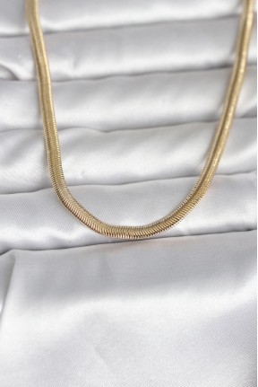 Cm 14k Gold Renk Yassı Yılan Zincir Model 45 Cm Kadın Kolye