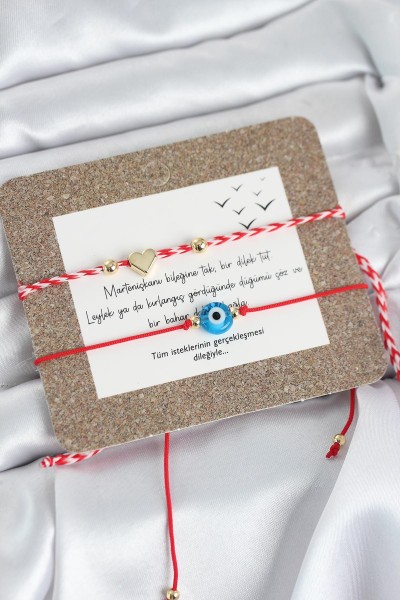 Marteniçka Bileklik 2'li Nazar Ve Kalp Model