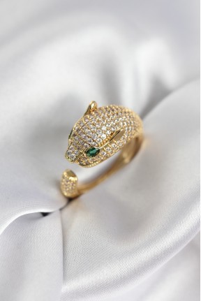 Jaguar Model Gold Renk Zirkon Taşlı Kadın Yüzük Jaguar Model Gold Renk Zirkon Taşlı Kadın Yüzük