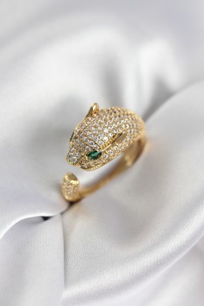 Jaguar Model Gold Renk Zirkon Taşlı Kadın Yüzük Jaguar Model Gold Renk Zirkon Taşlı Kadın Yüzük