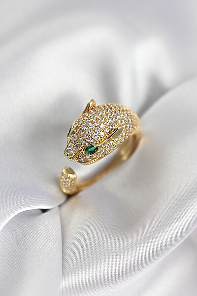 Jaguar Model Gold Renk Zirkon Taşlı Kadın Yüzük Jaguar Model Gold Renk Zirkon Taşlı Kadın Yüzük
