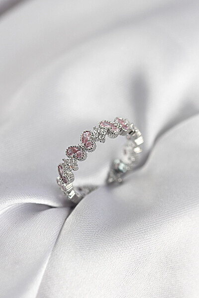 Pembe Zirkon Taşlı Kelebek Model Kadın Yüzük Pembe Zirkon Taşlı Kelebek Model Kadın Yüzük