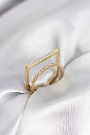 Gold Renk Sedefli Zirkon Taşlı 2'li Kadın Yüzük Gold Renk Sedefli Zirkon Taşlı 2'li Kadın Yüzük