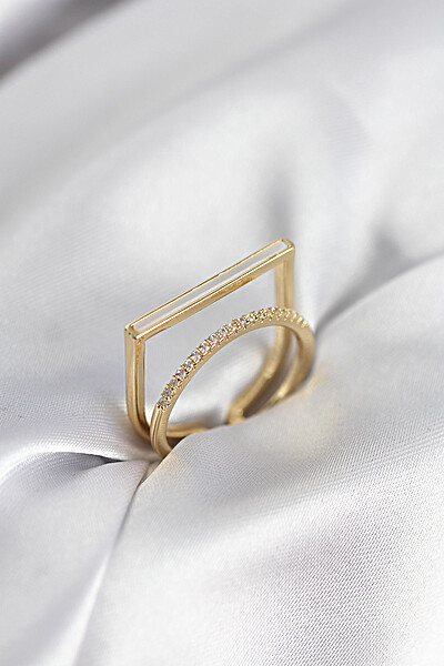 Gold Renk Sedefli Zirkon Taşlı 2'li Kadın Yüzük Gold Renk Sedefli Zirkon Taşlı 2'li Kadın Yüzük