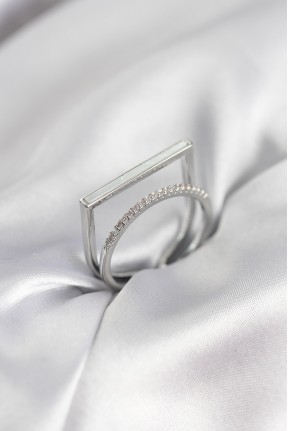 Gümüş Renk Sedefli Zirkon Taşlı 2'li Kadın Yüzük Gümüş Renk Sedefli Zirkon Taşlı 2'li Kadın Yüzük