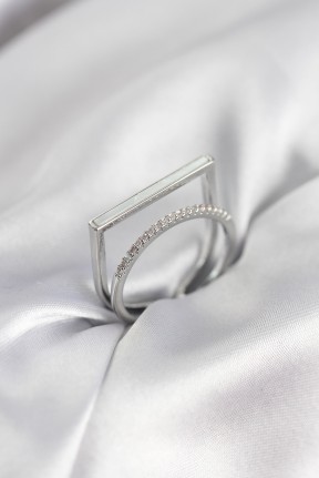 Gümüş Renk Sedefli Zirkon Taşlı 2'li Kadın Yüzük Gümüş Renk Sedefli Zirkon Taşlı 2'li Kadın Yüzük