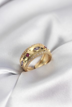 Gold Renk Zirkon Taşlı Vintage Kadın Yüzük Gold Renk Zirkon Taşlı Vintage Kadın Yüzük
