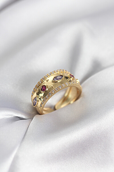 Gold Renk Zirkon Taşlı Vintage Kadın Yüzük Gold Renk Zirkon Taşlı Vintage Kadın Yüzük