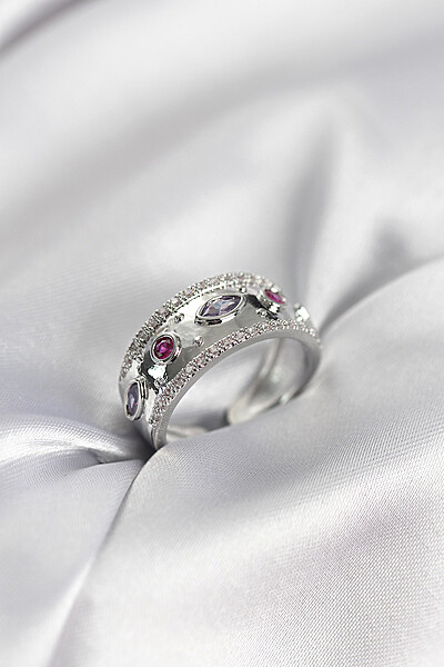 Gümüş Renk Zirkon Taşlı Vintage Kadın Yüzük Gümüş Renk Zirkon Taşlı Vintage Kadın Yüzük