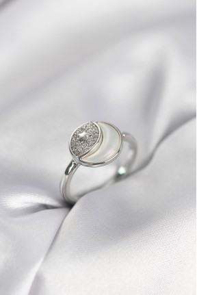 Ay Yıldız Model Gümüş Renk Zirkon Taşlı Kadın Yüzük