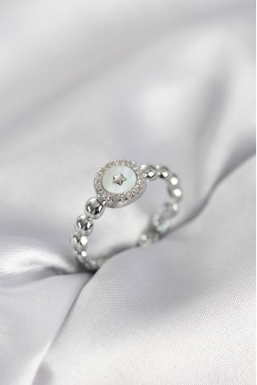 Gümüş Renk Sedefli Yıldız Model Zirkon Taşlı Kadın Yüzük Gümüş Renk Sedefli Yıldız Model Zirkon Taşlı Kadın Yüzük