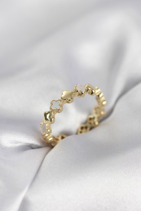 Gold Renk Sedefli Yonca Model Kadın Yüzük Gold Renk Sedefli Yonca Model Kadın Yüzük