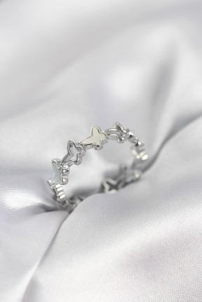 Gümüş Renk Kelebek Model Pirinç Kadın Yüzük Gümüş Renk Kelebek Model Pirinç Kadın Yüzük