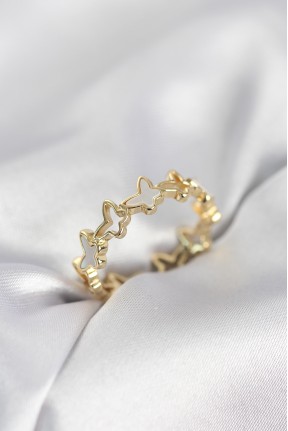 Gold Renk Kelebek Model Pirinç Kadın Yüzük Gold Renk Kelebek Model Pirinç Kadın Yüzük
