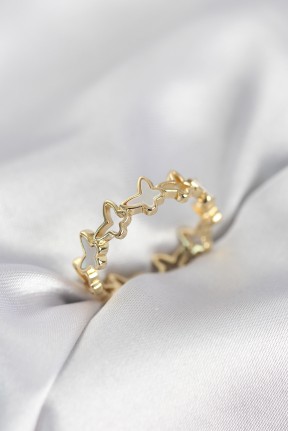 Gold Renk Kelebek Model Pirinç Kadın Yüzük Gold Renk Kelebek Model Pirinç Kadın Yüzük