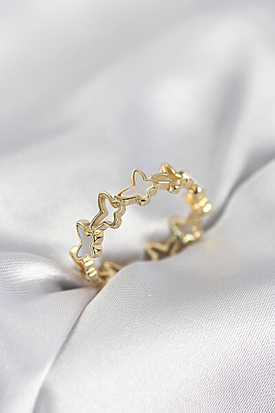 Gold Renk Kelebek Model Pirinç Kadın Yüzük Gold Renk Kelebek Model Pirinç Kadın Yüzük