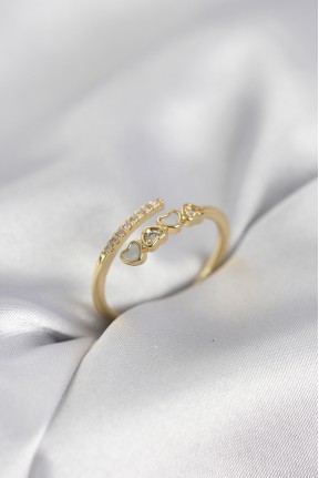 Gold Renk Zirkon Taşlı Minimal Kalp Model Kadın Yüzük Gold Renk Zirkon Taşlı Minimal Kalp Model Kadın Yüzük