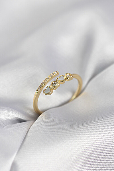 Gold Renk Zirkon Taşlı Minimal Kalp Model Kadın Yüzük Gold Renk Zirkon Taşlı Minimal Kalp Model Kadın Yüzük