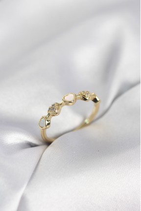 Gold Renk Minimal Kalp Model Zirkon Taşlı Pirinç Kadın Yüzük Gold Renk Minimal Kalp Model Zirkon Taşlı Pirinç Kadın Yüzük