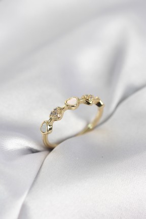 Gold Renk Minimal Kalp Model Zirkon Taşlı Pirinç Kadın Yüzük Gold Renk Minimal Kalp Model Zirkon Taşlı Pirinç Kadın Yüzük