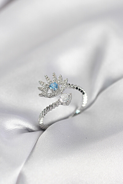 Gümüş Renk Göz Model Zirkon Taşlı Kadın Yüzük Gümüş Renk Göz Model Zirkon Taşlı Kadın Yüzük