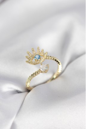 Gold Renk Göz Model Zirkon Taşlı Kadın Yüzük Gold Renk Göz Model Zirkon Taşlı Kadın Yüzük
