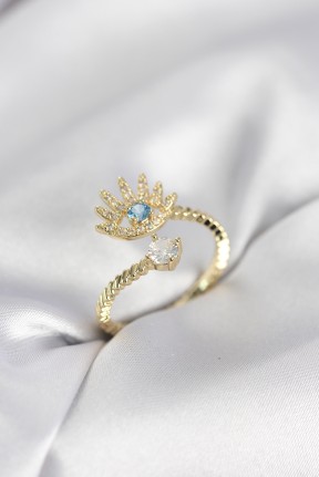 Gold Renk Göz Model Zirkon Taşlı Kadın Yüzük Gold Renk Göz Model Zirkon Taşlı Kadın Yüzük