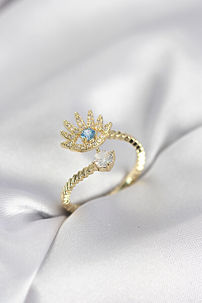 Gold Renk Göz Model Zirkon Taşlı Kadın Yüzük Gold Renk Göz Model Zirkon Taşlı Kadın Yüzük