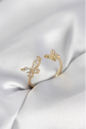 Kelebek Model Zirkon Taşlı Gold Renk Kadın Yüzük Kelebek Model Zirkon Taşlı Gold Renk Kadın Yüzük