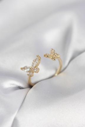 Kelebek Model Zirkon Taşlı Gold Renk Kadın Yüzük Kelebek Model Zirkon Taşlı Gold Renk Kadın Yüzük