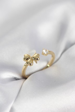 Gold Renk Yonca Model Sedefli Kadın Yüzük Gold Renk Yonca Model Sedefli Kadın Yüzük