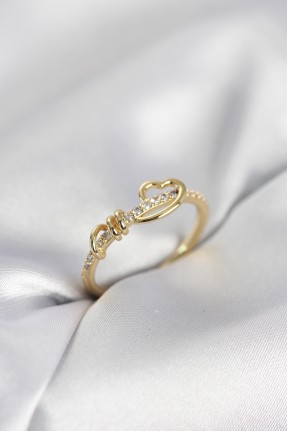 Sarmal Kalp Model Zirkon Taşlı Gold Renk Kadın Yüzük Sarmal Kalp Model Zirkon Taşlı Gold Renk Kadın Yüzük
