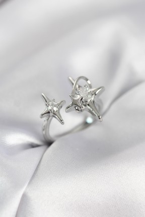 Gümüş Renk Kutup Yıldızı Model Zirkon Taşlı Kadın Yüzük Gümüş Renk Kutup Yıldızı Model Zirkon Taşlı Kadın Yüzük