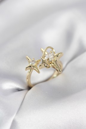 Gold Renk Kutup Yıldızı Model Zirkon Taşlı Kadın Yüzük Gold Renk Kutup Yıldızı Model Zirkon Taşlı Kadın Yüzük