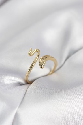 Gold Renk Yılan Model Zirkon Taşlı Kadın Yüzük Gold Renk Yılan Model Zirkon Taşlı Kadın Yüzük